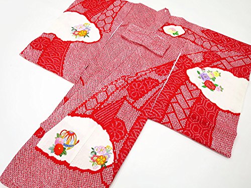 Amazon.co.jp: 【総絞り束ね熨斗に鼓と鈴と華刺繍】女児 初着 祝着 の